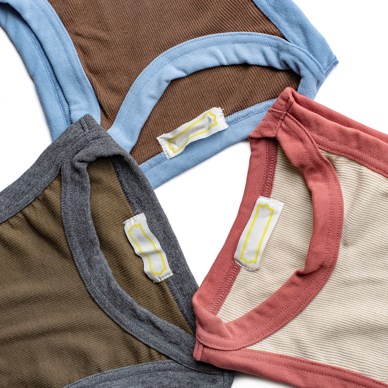 Ohh! × Friday  Cotton silk rib tank -Brown