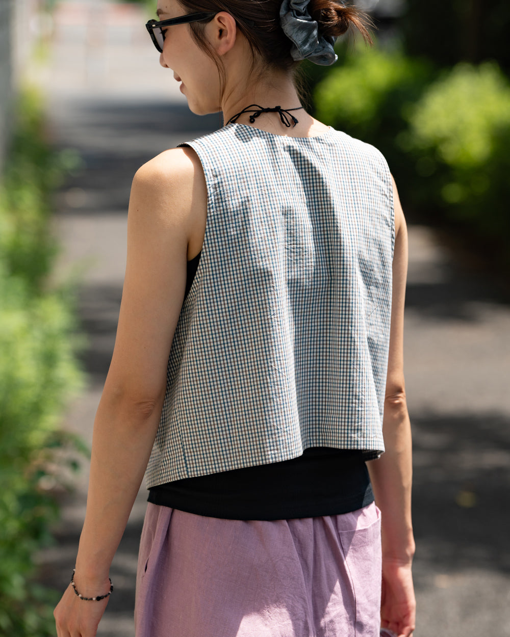 Americana × Friday  2way vest -White check