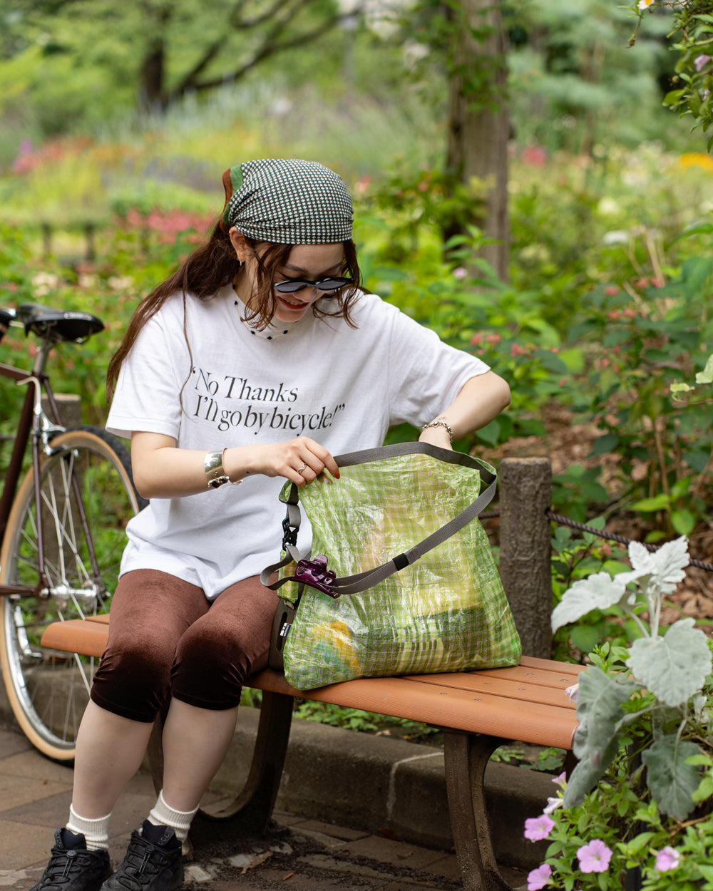 Americana × Friday   Print tee " No Thanks  I'll go by bicycle "