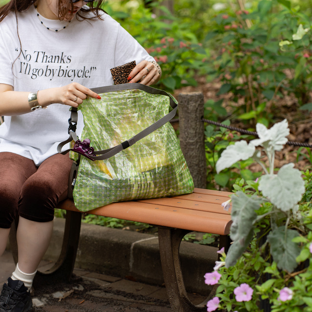FAIRWEATHER × Friday  Packable sacoche -Dyneema  "Lime gingham"