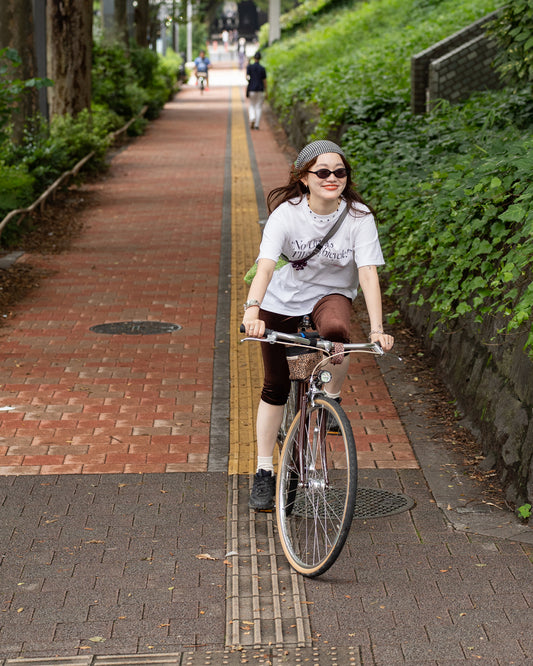 Americana × Friday   Print tee " No Thanks  I'll go by bicycle "