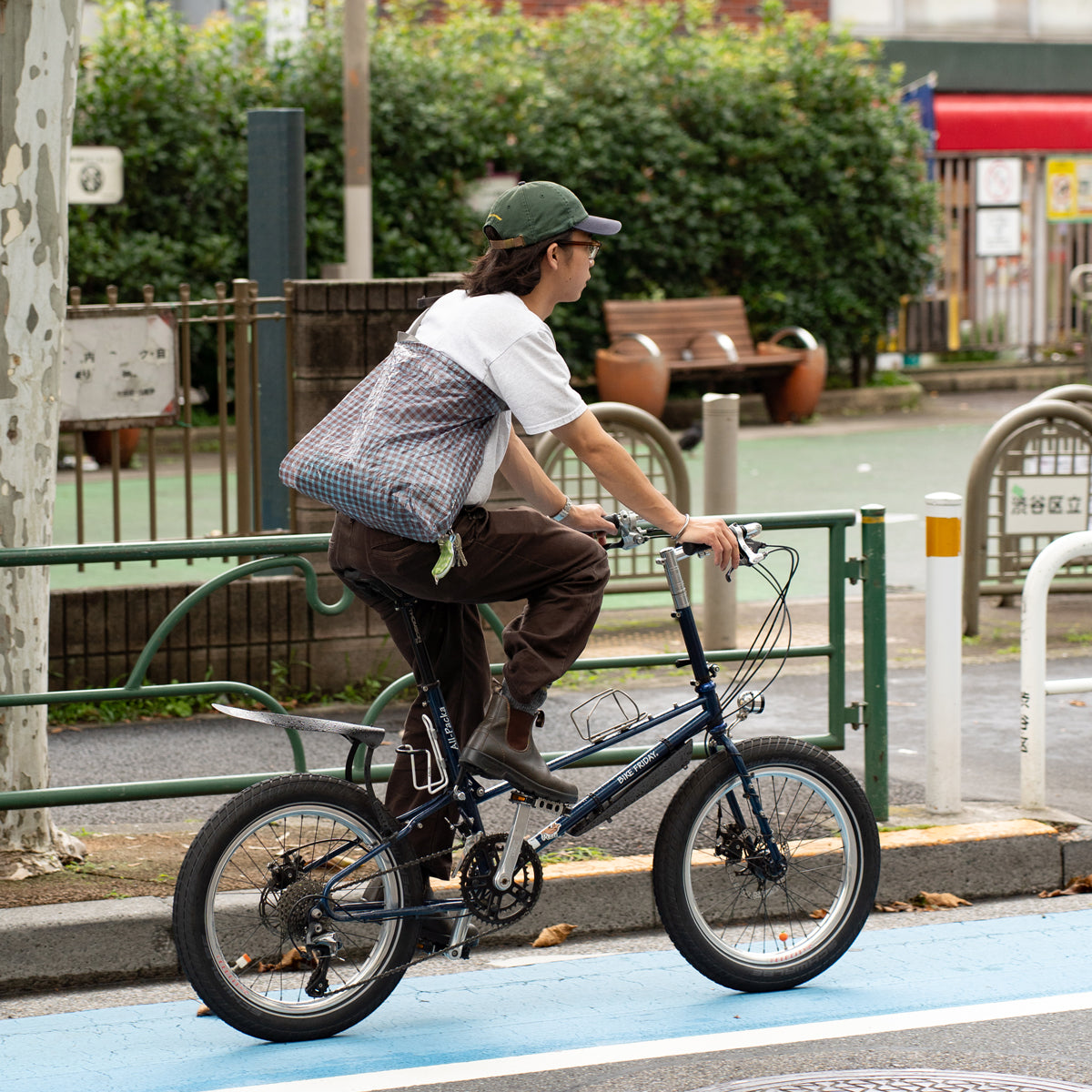 FAIRWEATHER × Friday  Packable sacoche -Dyneema  "Brown×Blue gingham"