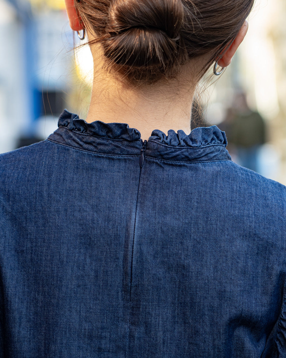 Oblada DENIM SHIRRING BLOUSE