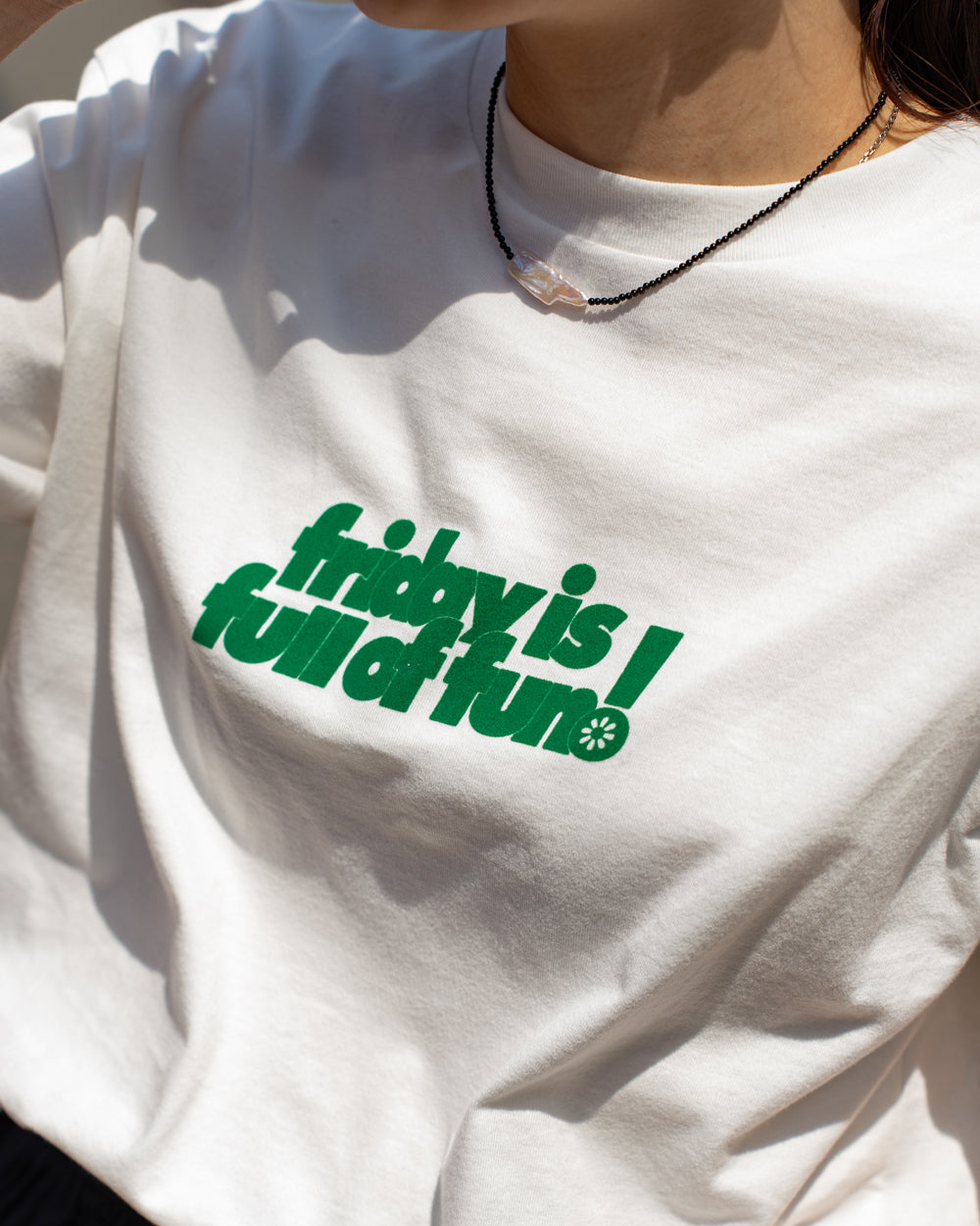 F F F  Print tee " friday is full of fun ! "  -White