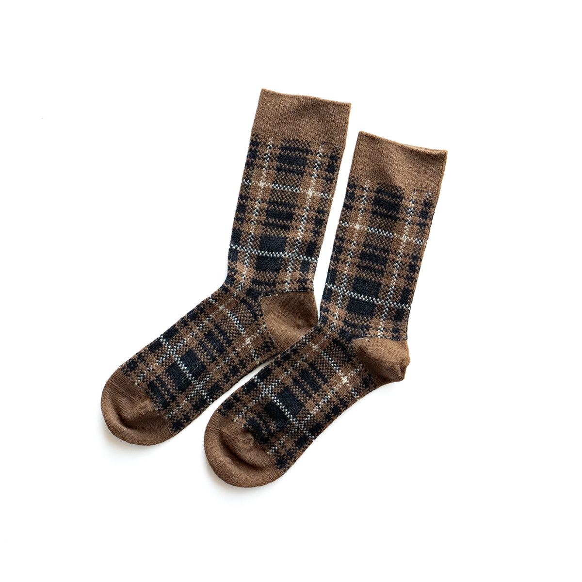 ROTOTO CHECK PATTERN MERINO SOCKS