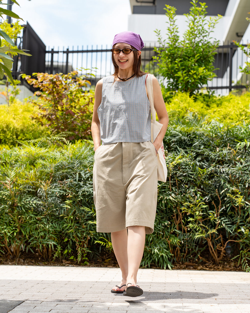 HAVERSACK   Wide shorts -Antique Burberry Cloth
