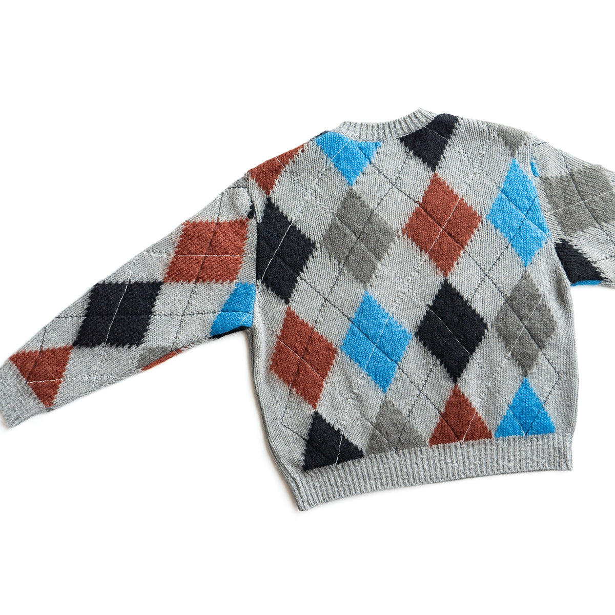 COOHEM　STITCHED ARGYLE KNIT PULLOVER