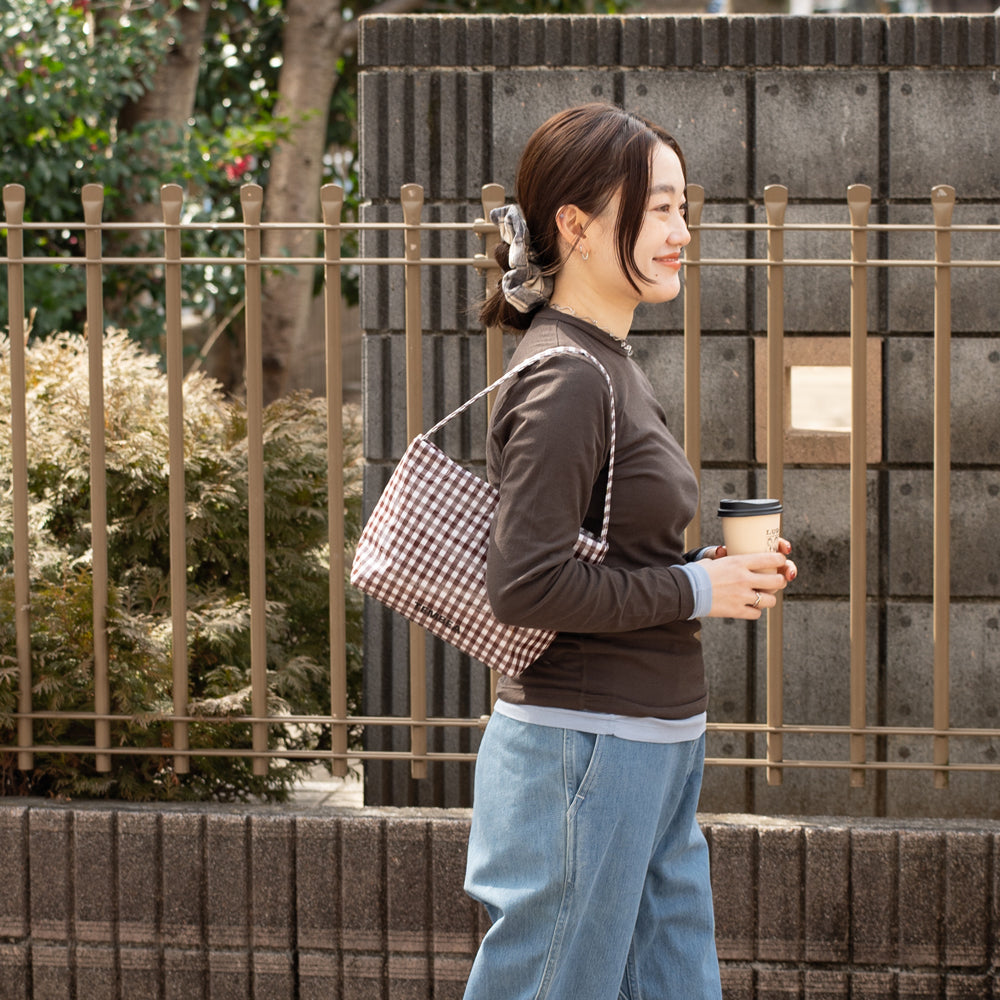 TEMBEA × Friday  SINGLE TOTE SHORT "GINGHAM BROWN"