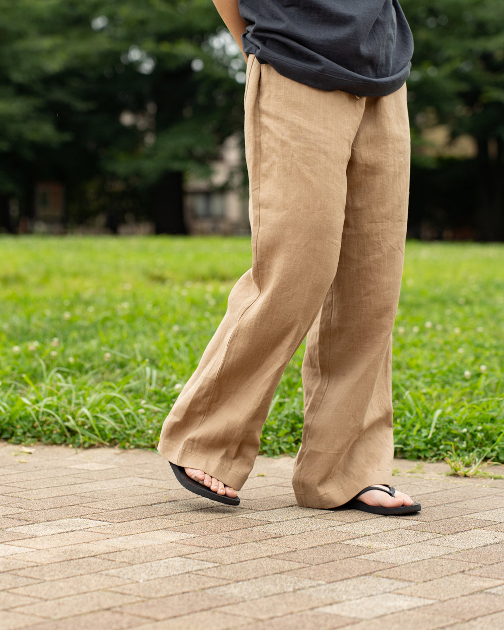 F F F   Easy pants  -Linen  "Light brown"