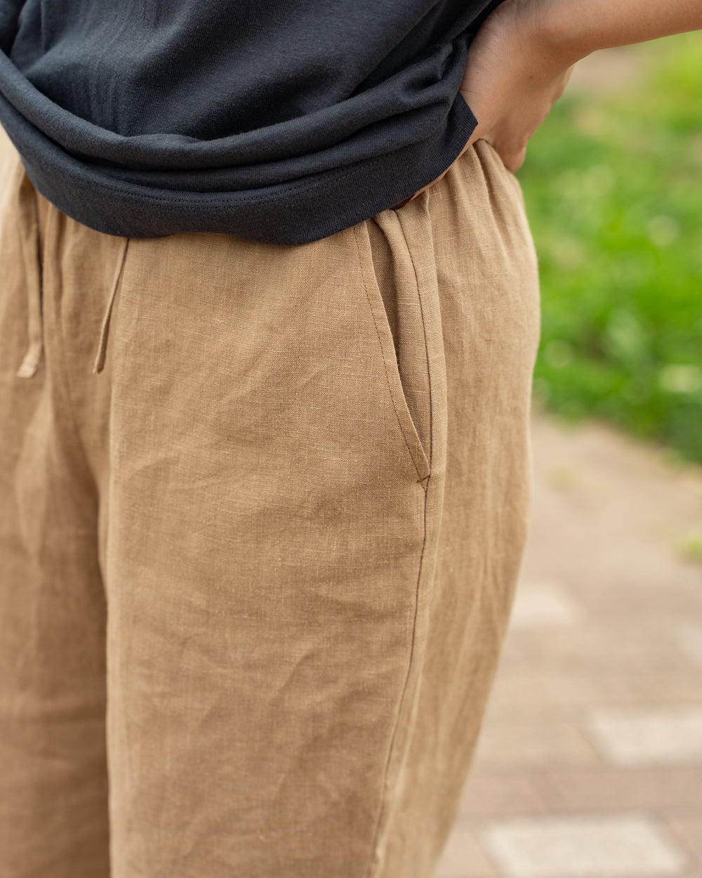 F F F   Easy pants  -Linen  "Light brown"