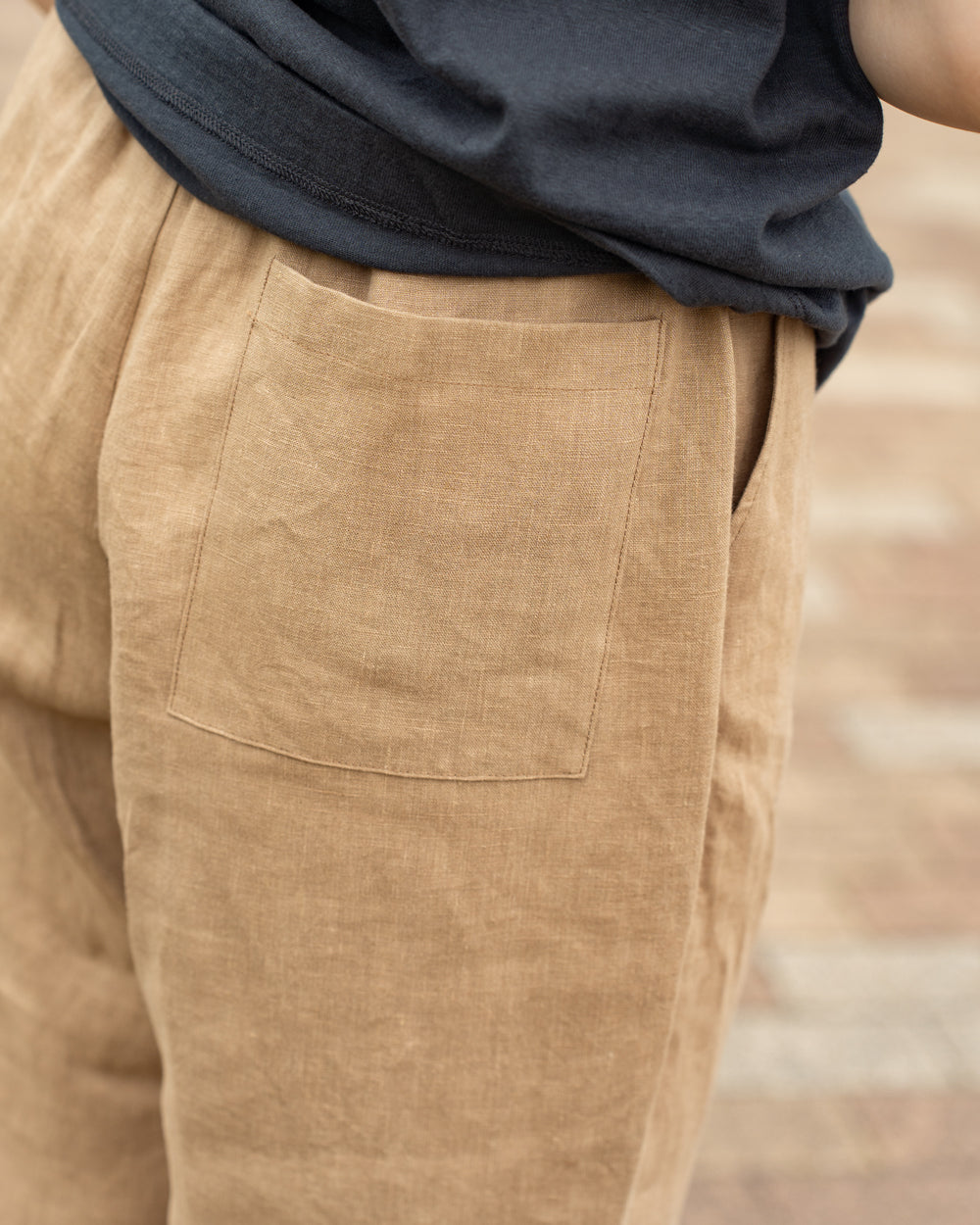 F F F   Easy pants  -Linen  "Light brown"