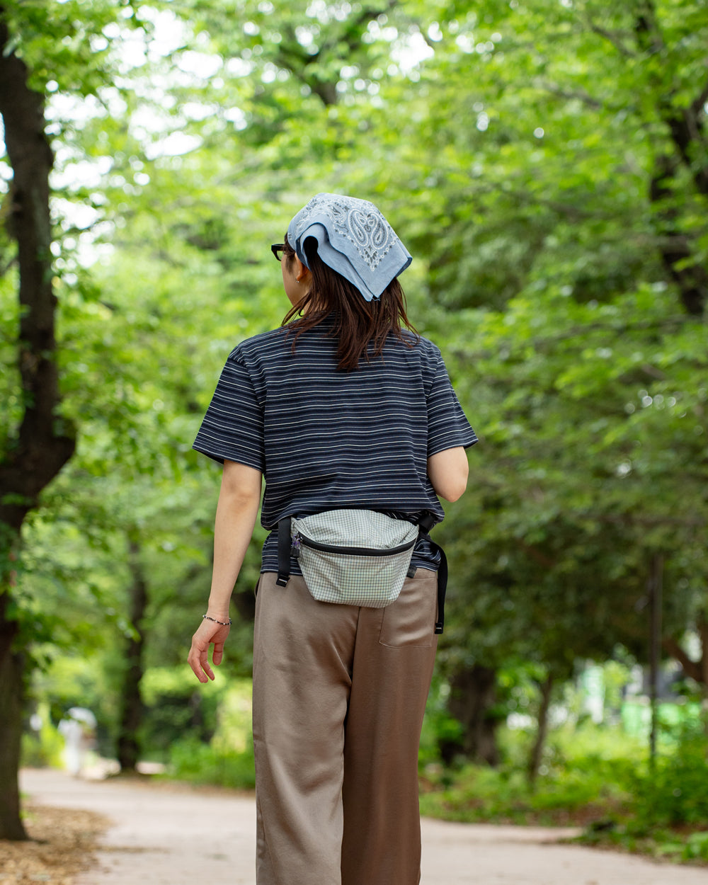 Yonetomi  GARMENT DYED RAMDOM BORDER T-SHIRT