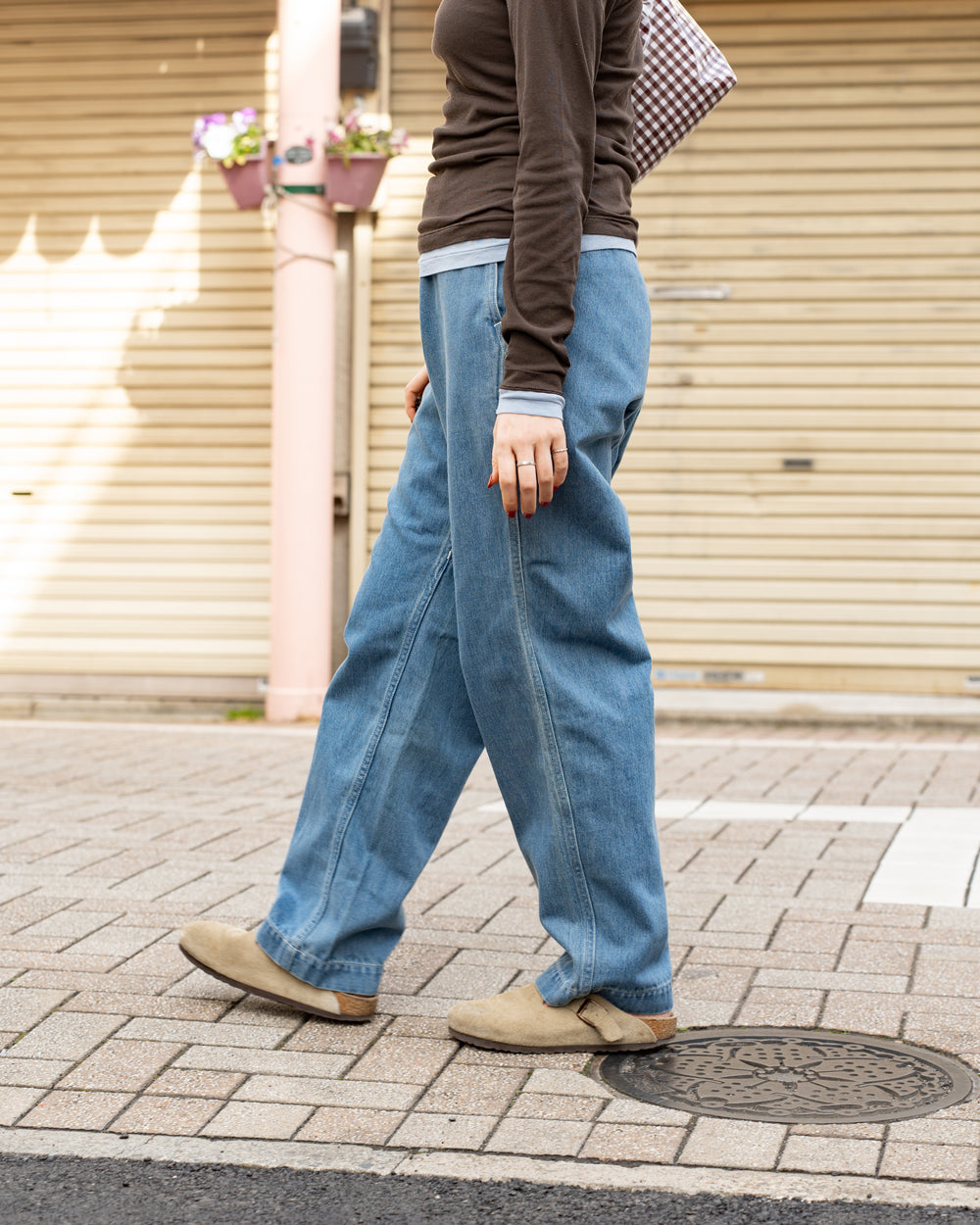 nanamica Wide Denim Pants - Light indigo