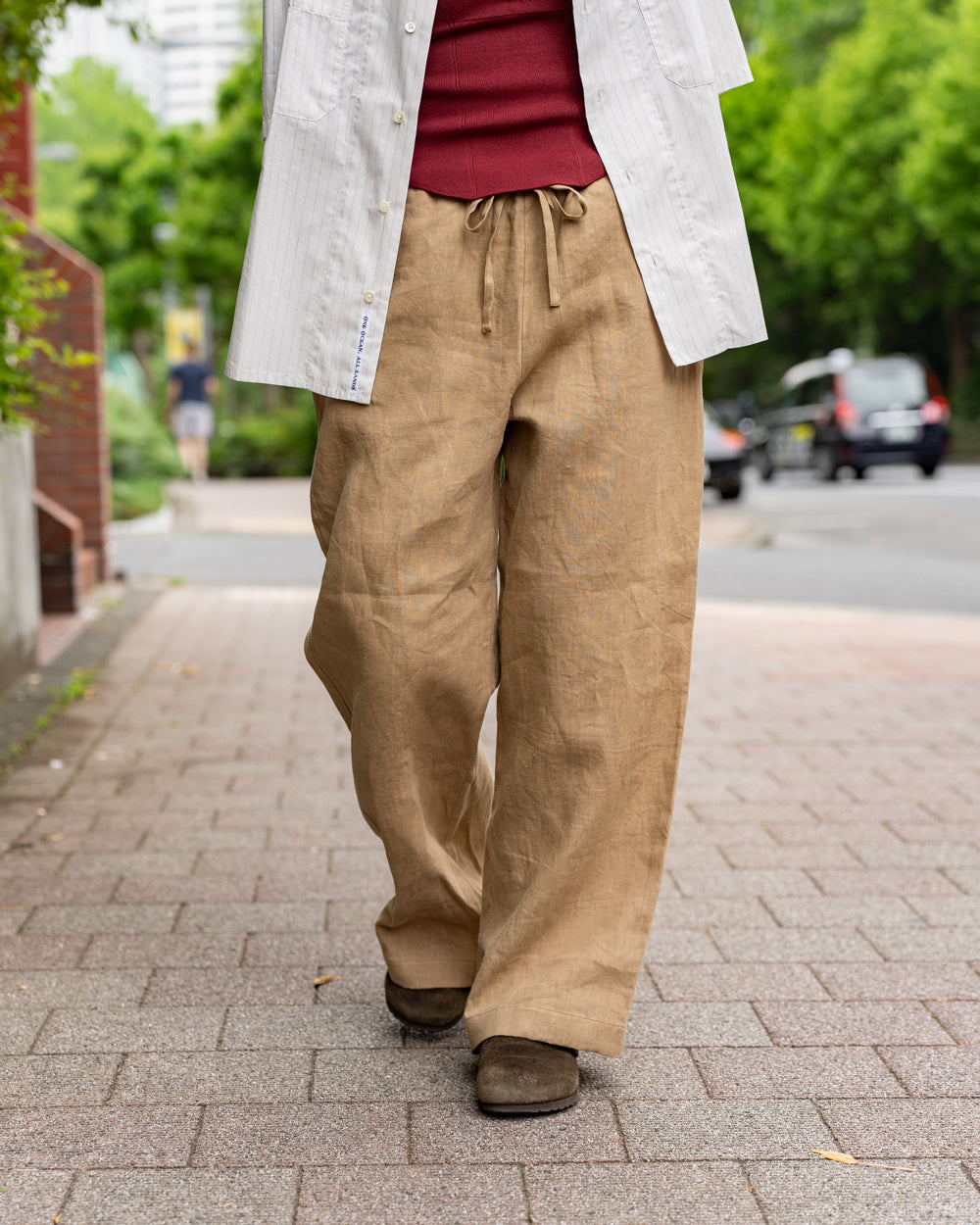 F F F   Easy pants  -Linen  "Light brown"