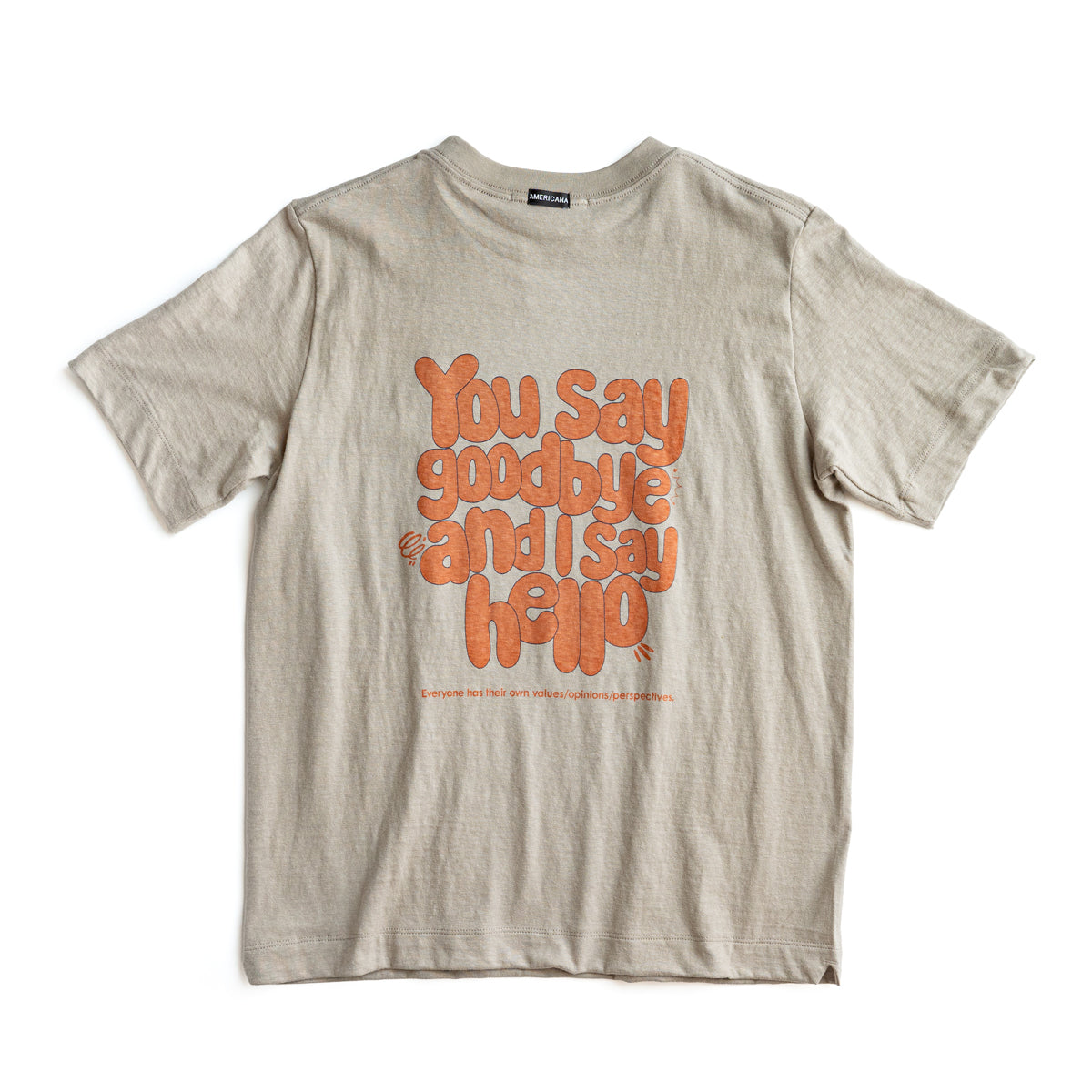 Americana Print tee "You say good bye and I say hello"