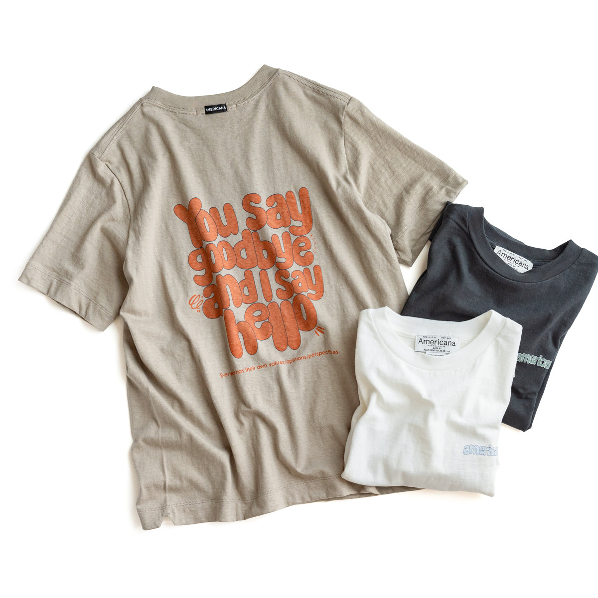 Americana Print tee "You say good bye and I say hello"
