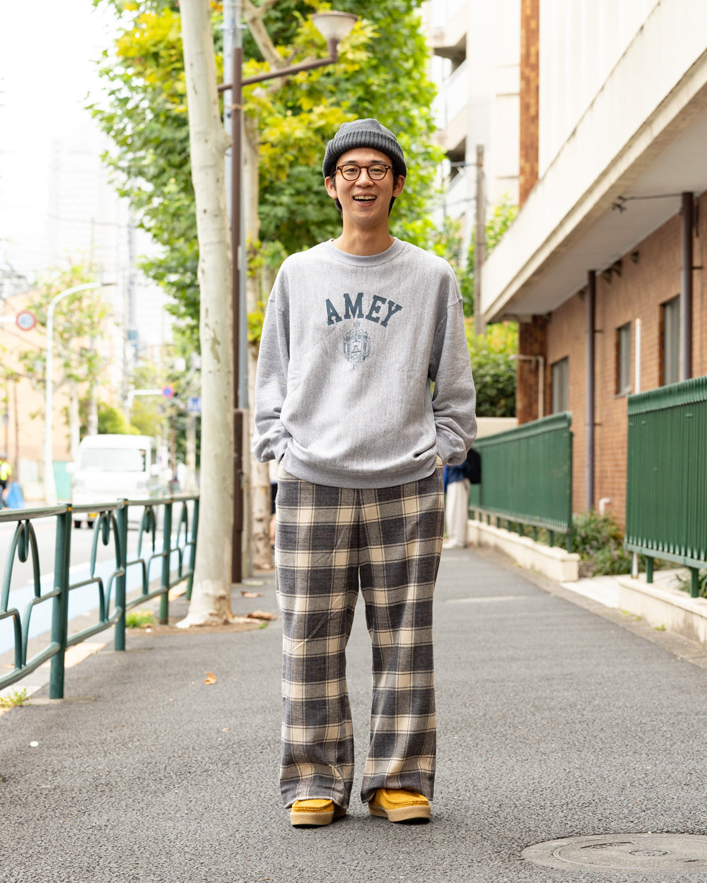 F F F   Easy pants  -Cotton flannel "Charcoal × Off "