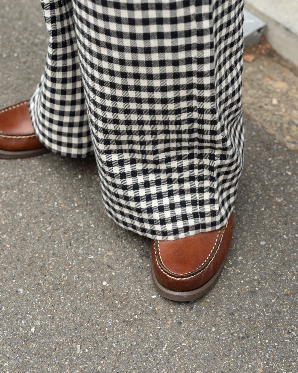 F F F   Easy pants  -Cotton flannel "Black × White"