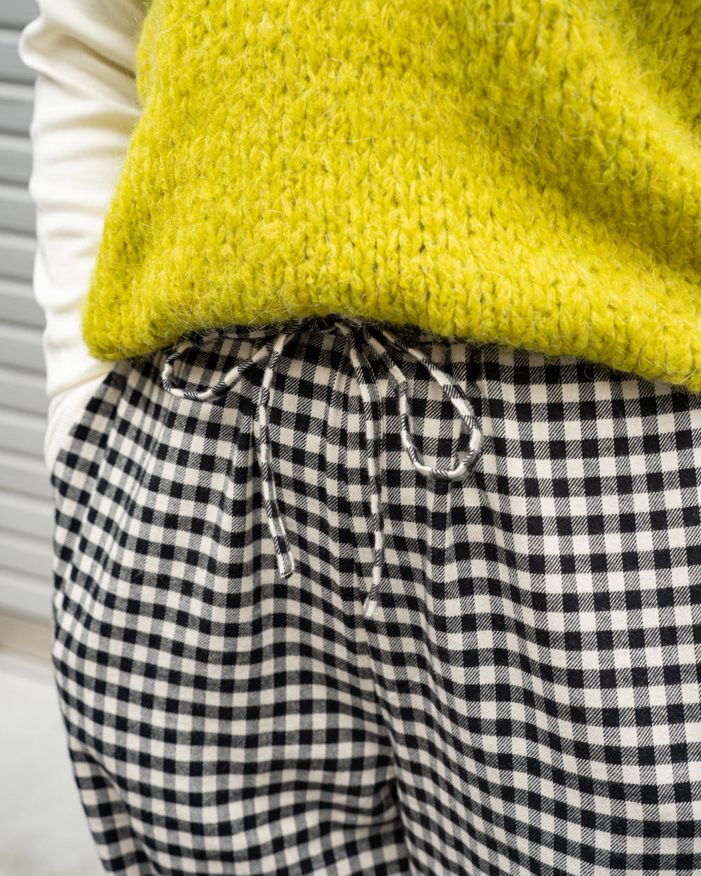 F F F   Easy pants  -Cotton flannel "Black × White"