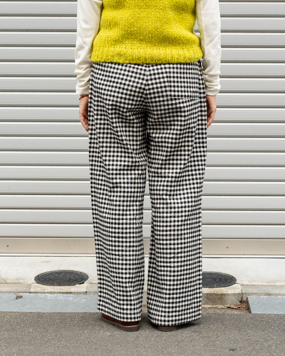 F F F   Easy pants  -Cotton flannel "Black × White"