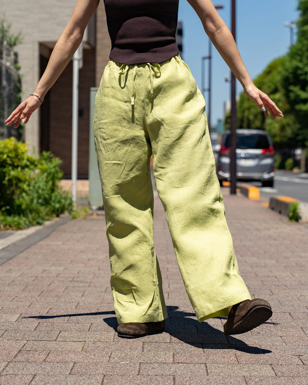F F F   Easy pants  -Linen  "Lime"