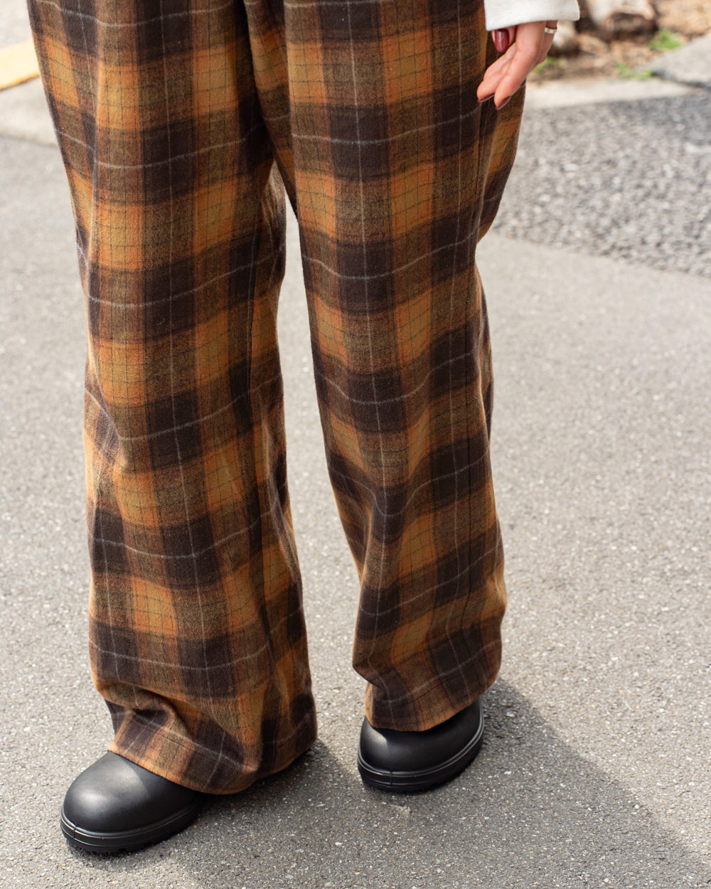 F F F   Easy pants  -Cotton flannel "Orange × Brown "