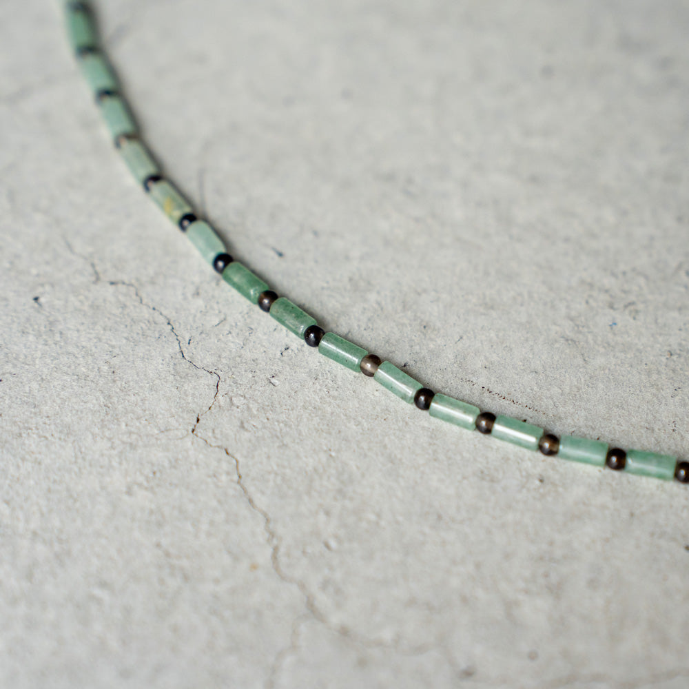 Melanie DeCourcey   Aventurine  tube with Nepal agate and Keshi pearl