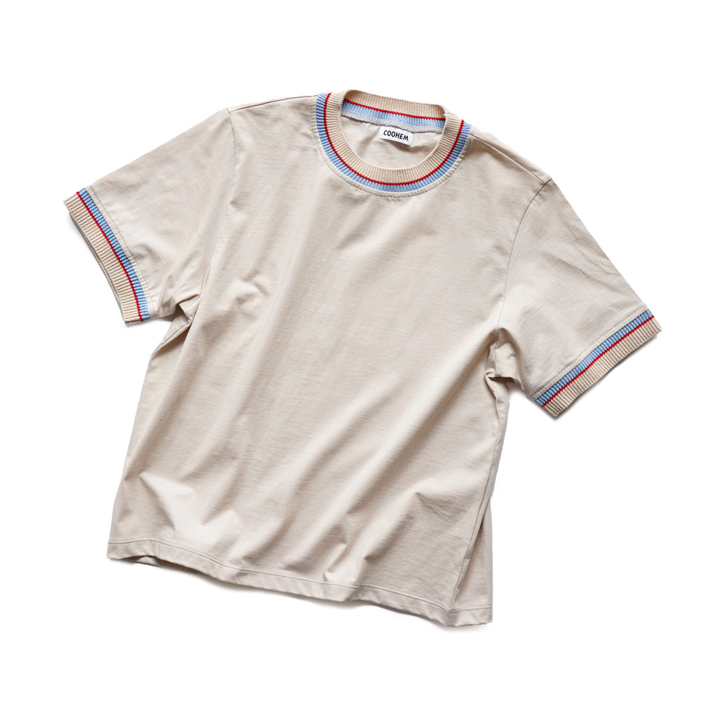 COOHEM KNIT DETAIL RINGER T-SHIRT