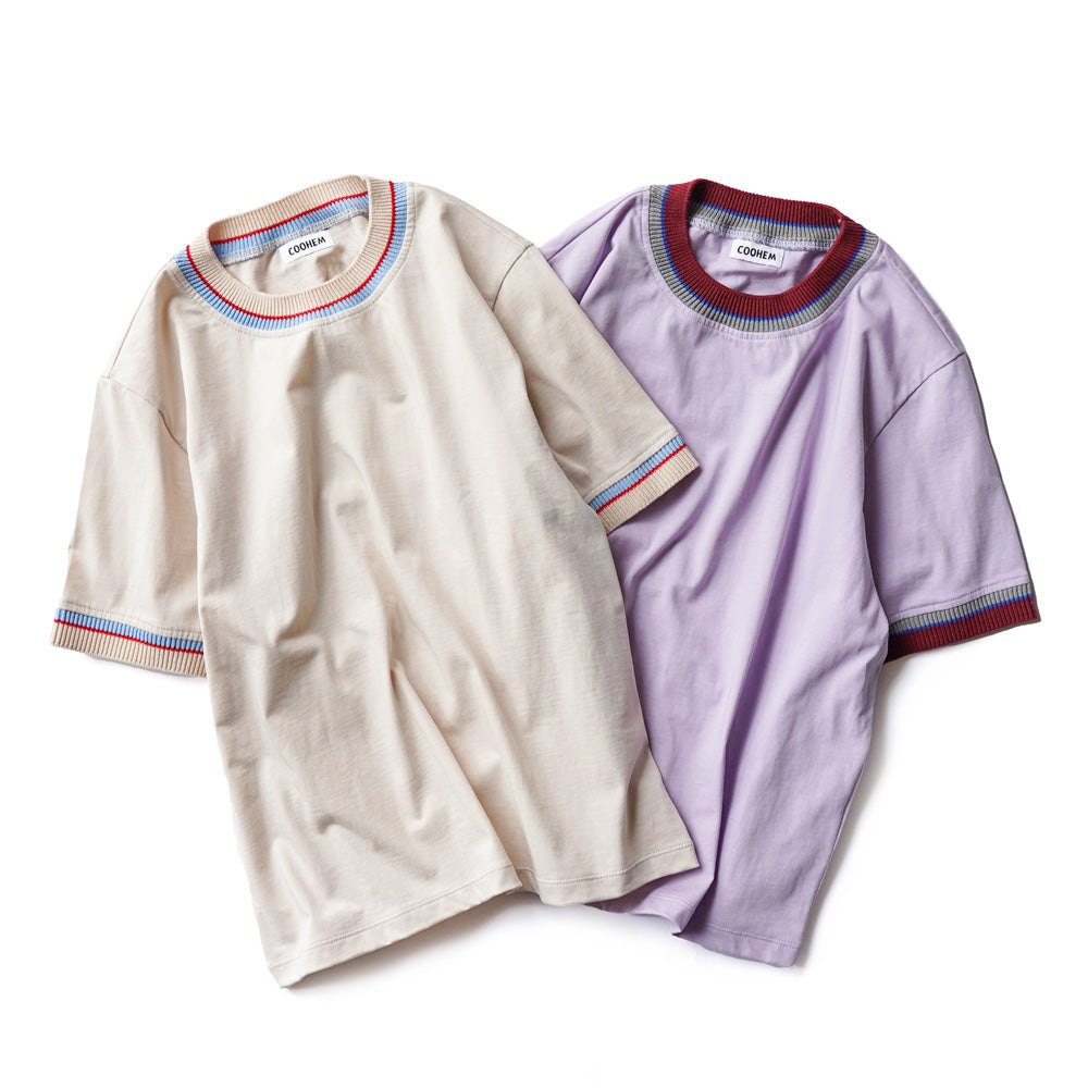 COOHEM KNIT DETAIL RINGER T-SHIRT