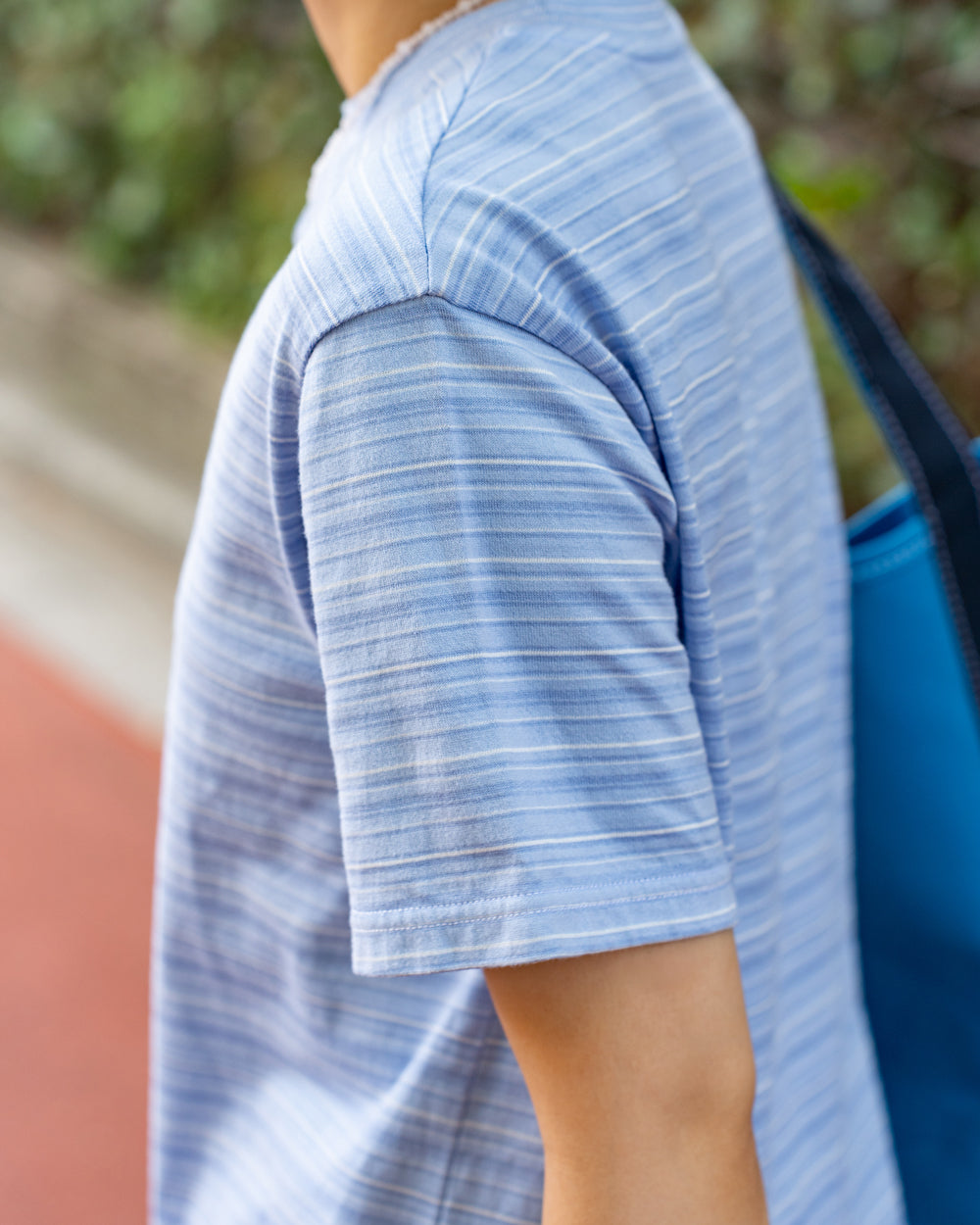 Yonetomi  GARMENT DYED RAMDOM BORDER T-SHIRT