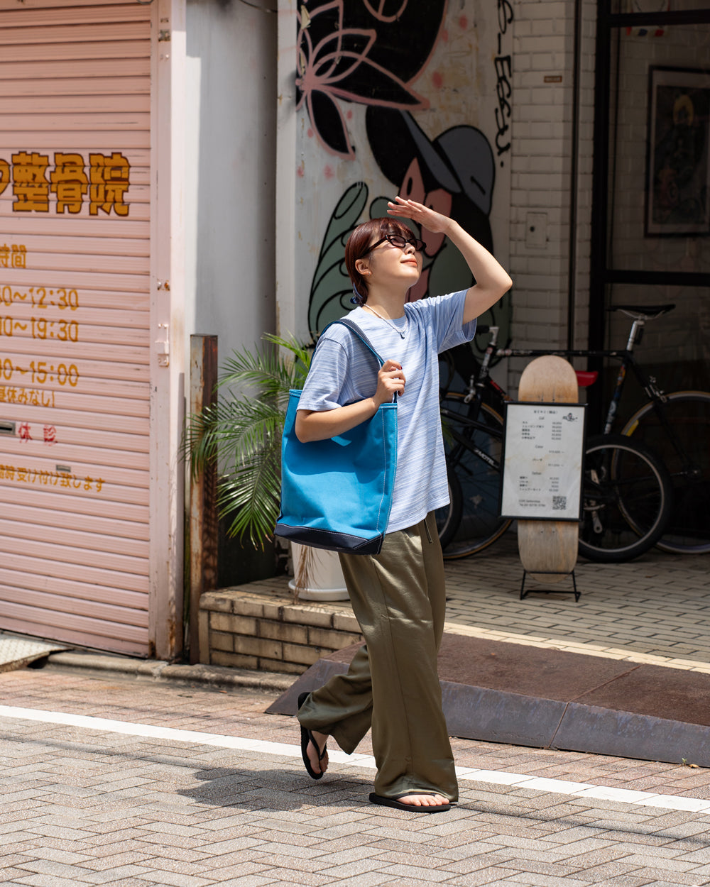 Yonetomi  GARMENT DYED RAMDOM BORDER T-SHIRT