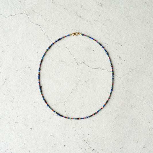 Melanie DeCourcey   Beaded necklace  -Lapis lazuli, malachite, serpentine, gold fill detail