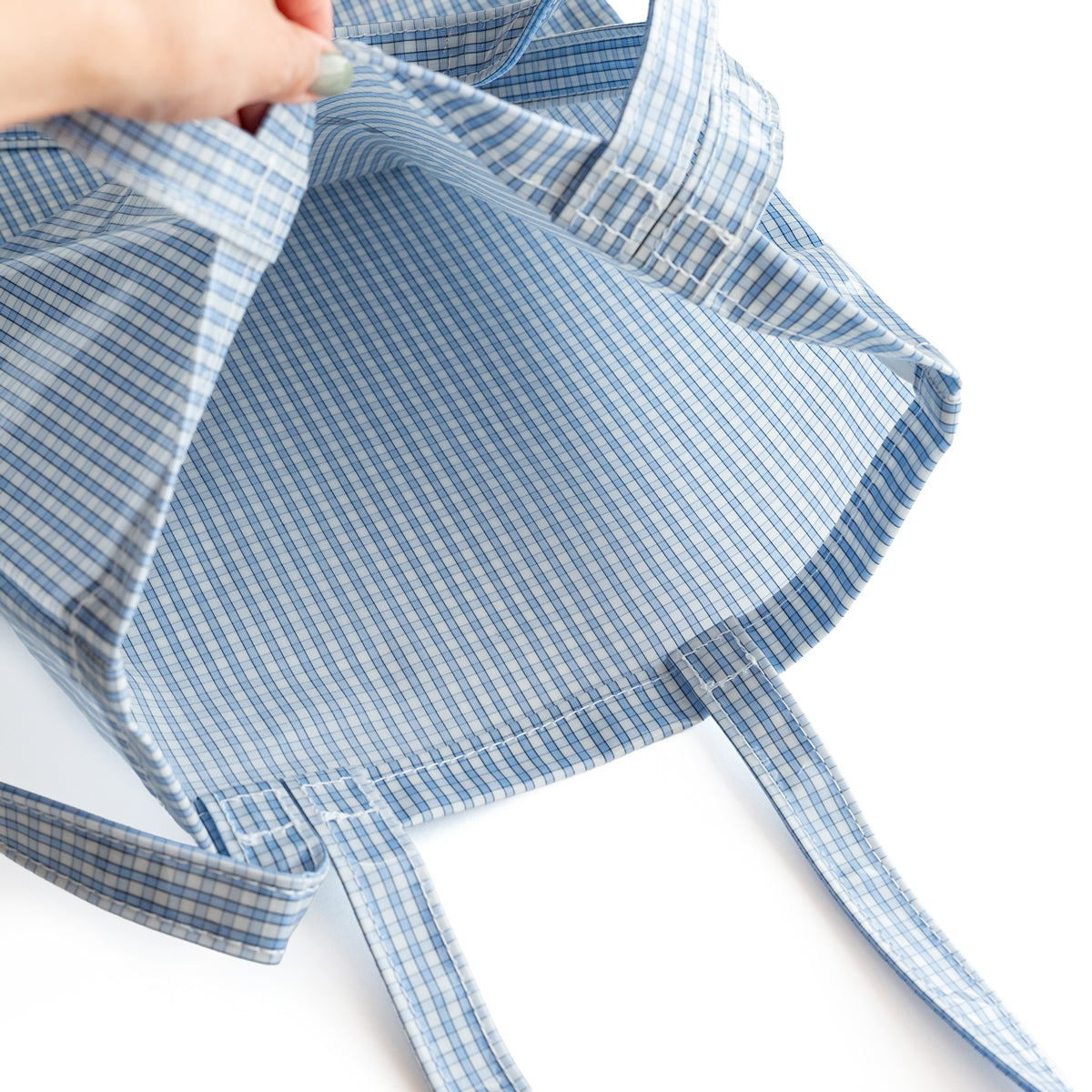 TEMBEA　3HANDLE TOTE CLEAR -CHECK LT BLUE