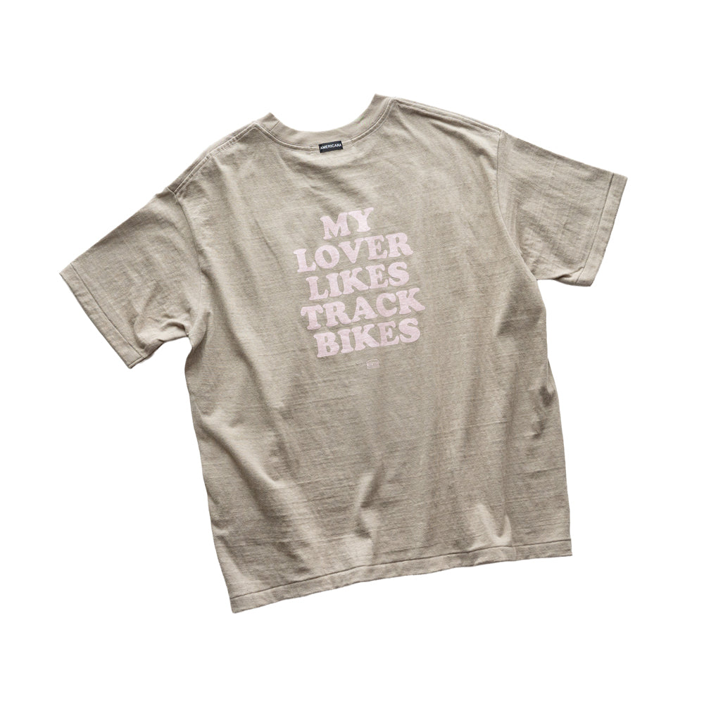 Americana × Friday   Print tee " MY LOVER LIKES TRACK BIKES "