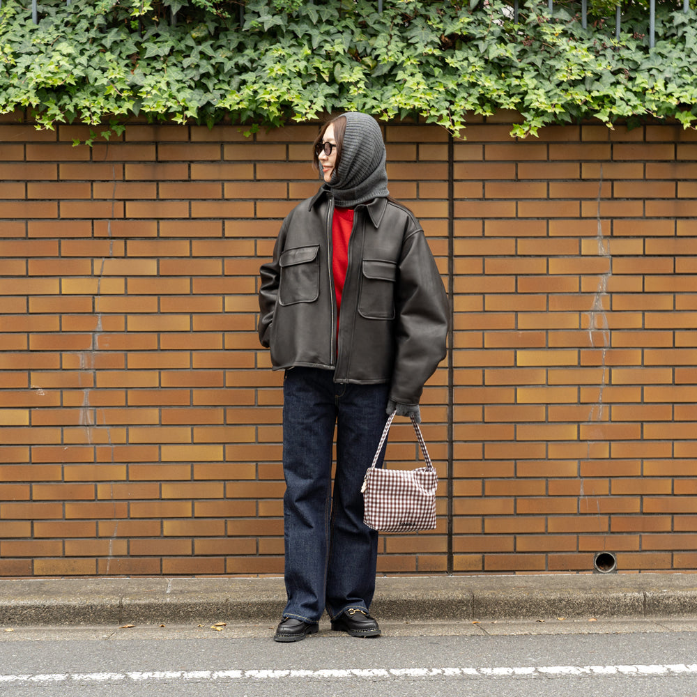 TEMBEA × Friday  SINGLE TOTE SHORT "GINGHAM BROWN"