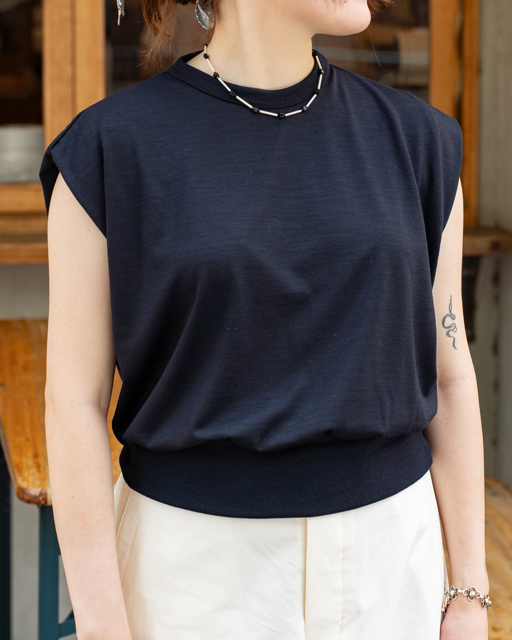 HAVERSACK × Friday  Tech wool tee -Navy