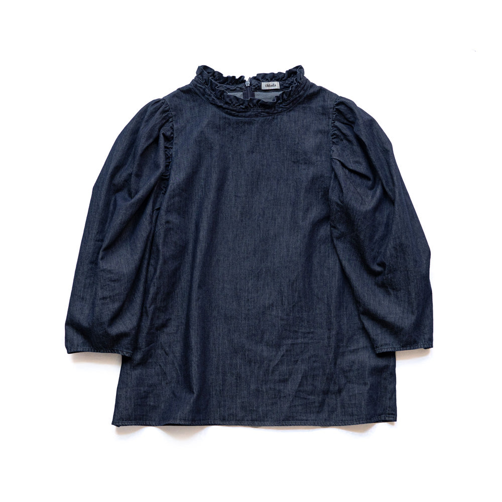 Oblada DENIM SHIRRING BLOUSE