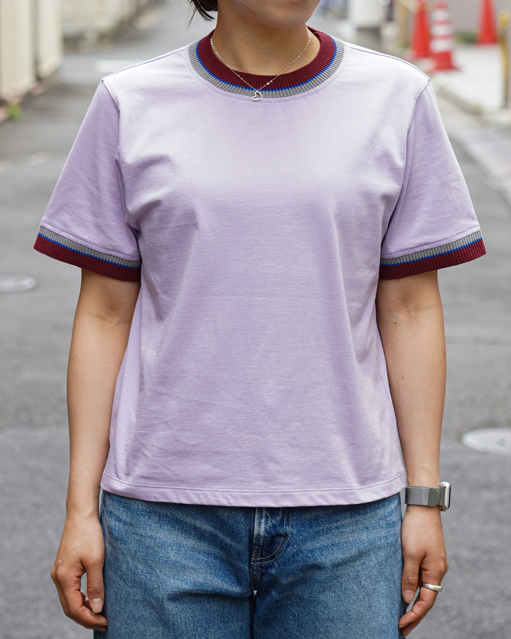 COOHEM KNIT DETAIL RINGER T-SHIRT