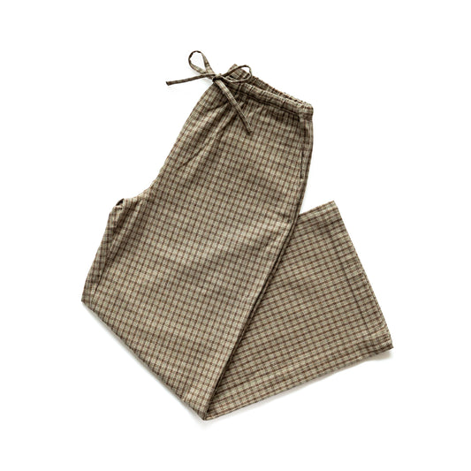 F F F   Easy pants  -Cotton flannel "Beige × Brown "
