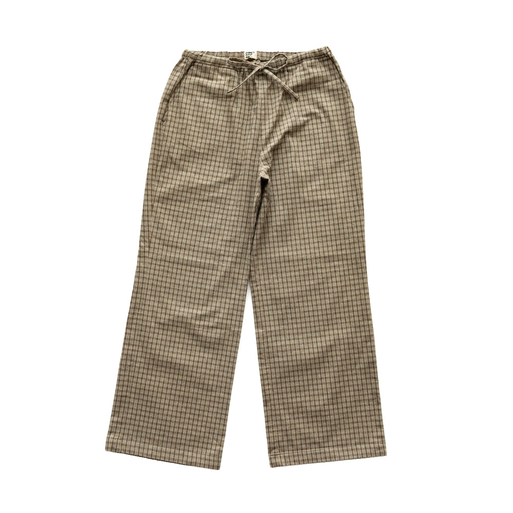 F F F   Easy pants  -Cotton flannel "Beige × Brown "