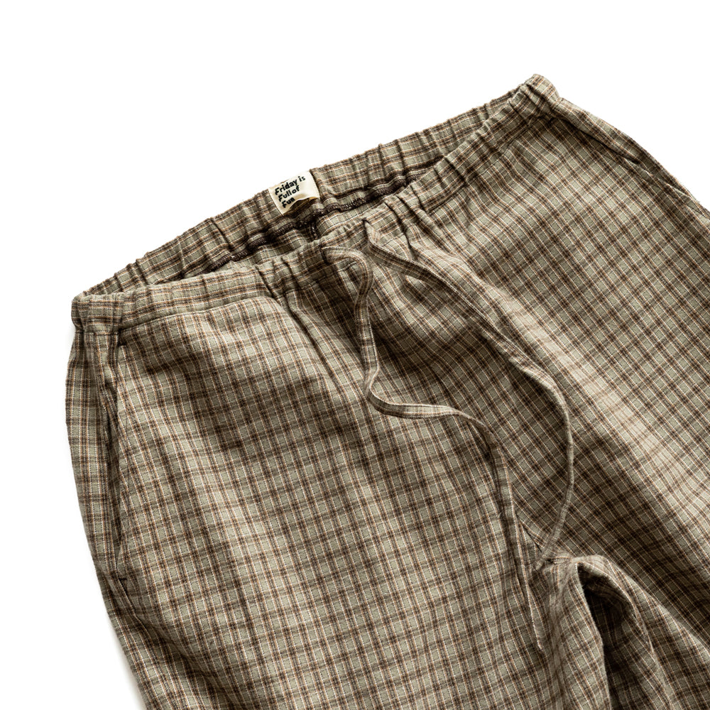 F F F   Easy pants  -Cotton flannel "Beige × Brown "