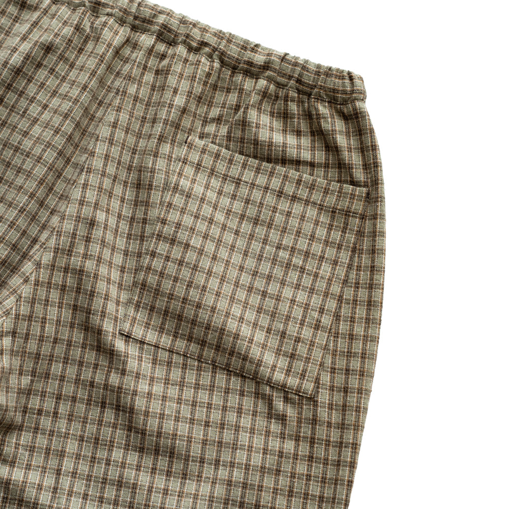 F F F   Easy pants  -Cotton flannel "Beige × Brown "