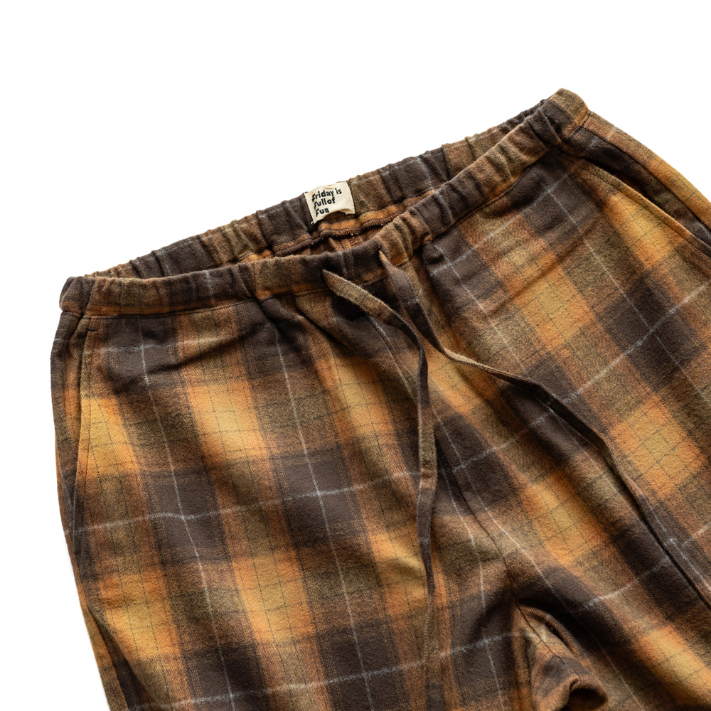 F F F   Easy pants  -Cotton flannel "Orange × Brown "