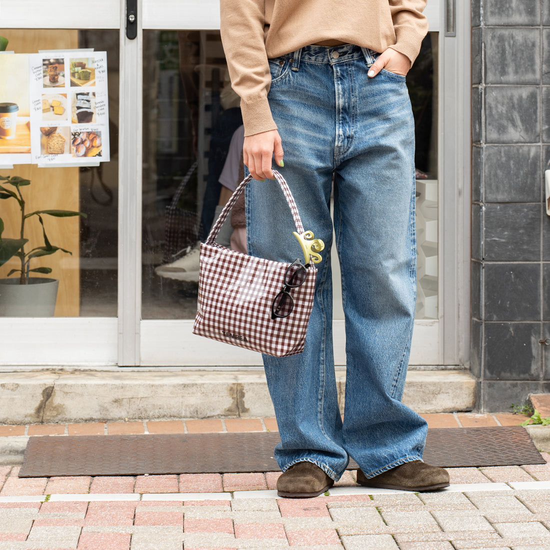 TEMBEA × Friday  SINGLE TOTE SHORT "GINGHAM BROWN"