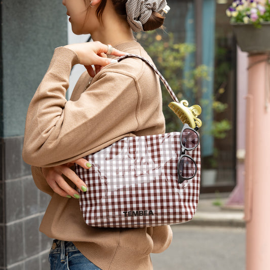 TEMBEA × Friday  SINGLE TOTE SHORT "GINGHAM BROWN"
