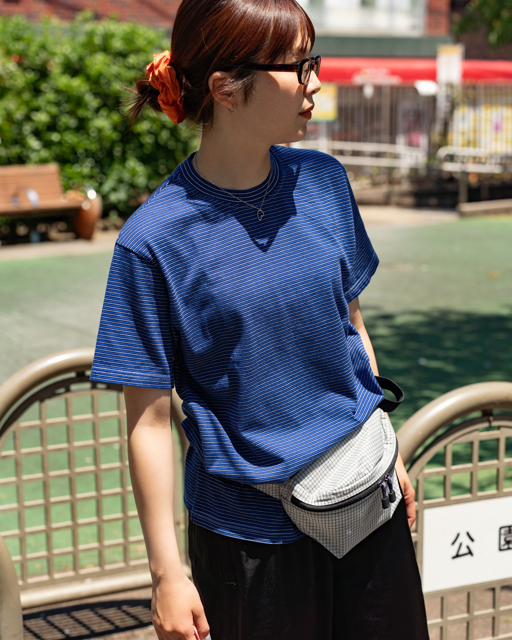 Yonetomi  GARMENT DYED BORDER T-SHIRT