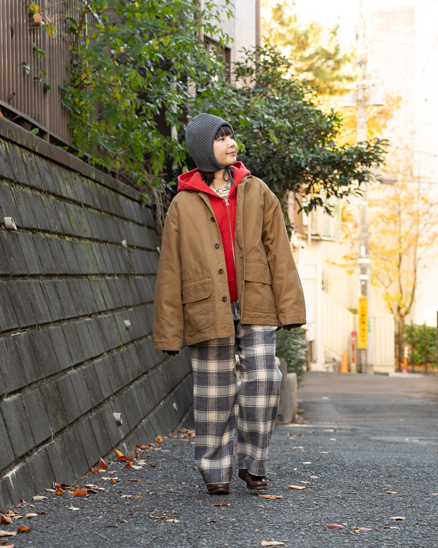 F F F   Easy pants  -Cotton flannel "Charcoal × Off "