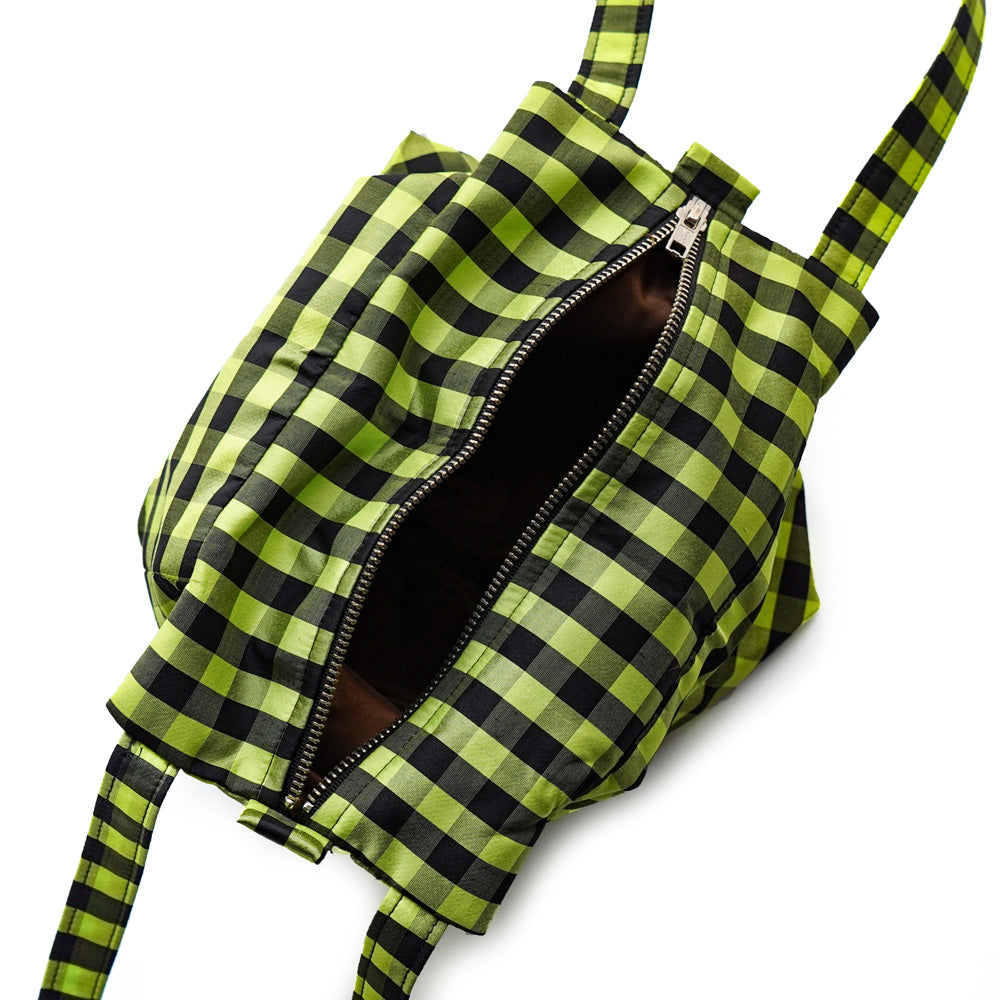 COA NYC  EVERYDAY BAG IN GINGHAM LIME BLACK