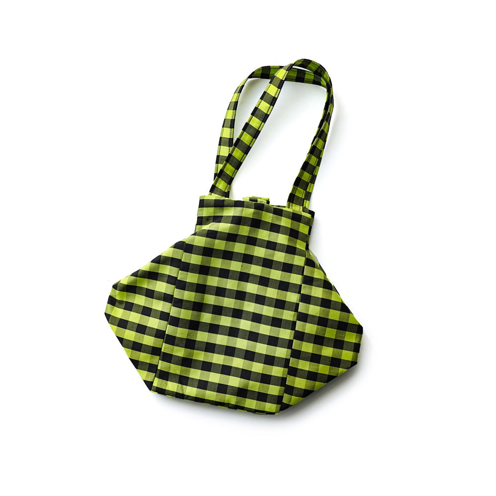 COA NYC  EVERYDAY BAG IN GINGHAM LIME BLACK