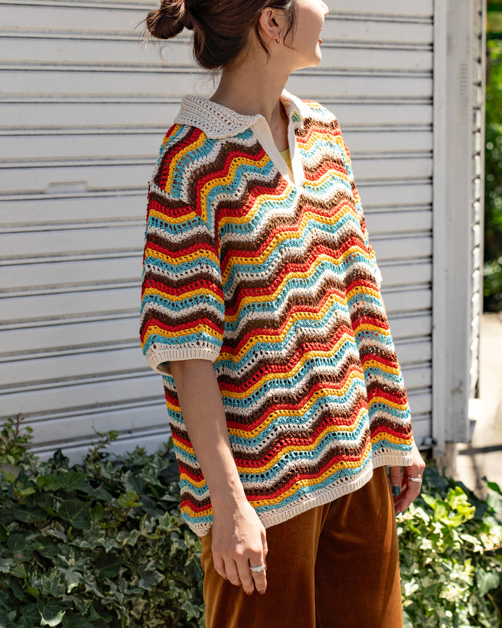 COOHEM ZIGZAG SUKASHI KNIT PULLOVER